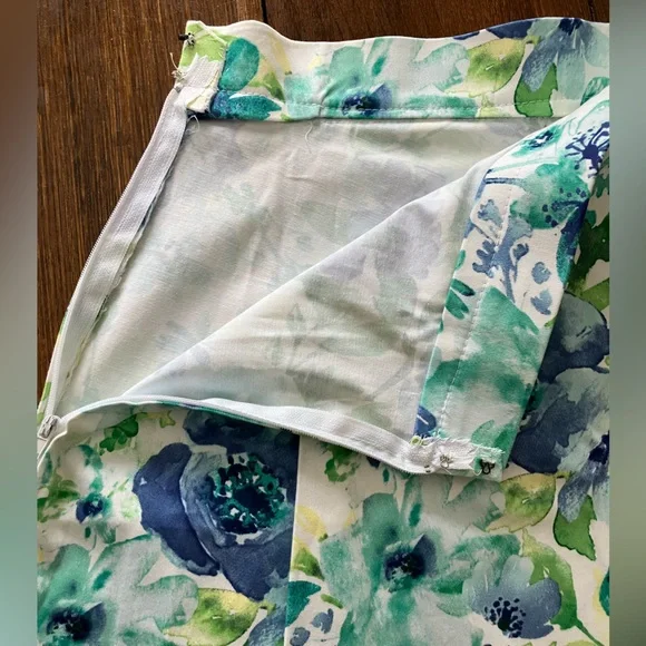 Handmade Floral Blue and Green Women's Pleated Skirt - Picture 8 of 8